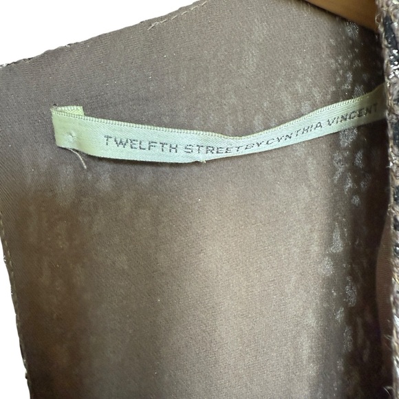 Twelfth Street Cynthia Vincent Black & Metallic Silver Shift Dress S Wool Silk - Picture 4 of 9